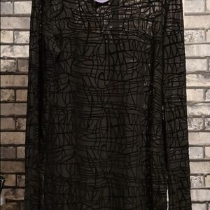 Black Patterned Long Sleeve Dress